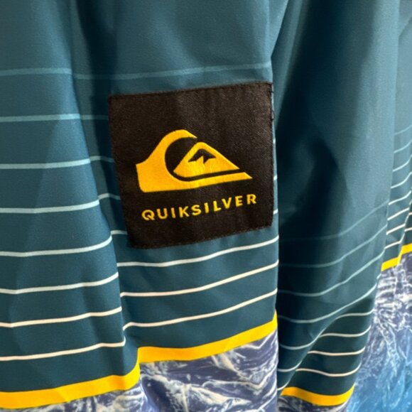 NWT Quiksilver Men's Lyon Blue Benzal Printed Jacket Dry Flight Highline 10K M - Picture 7 of 11